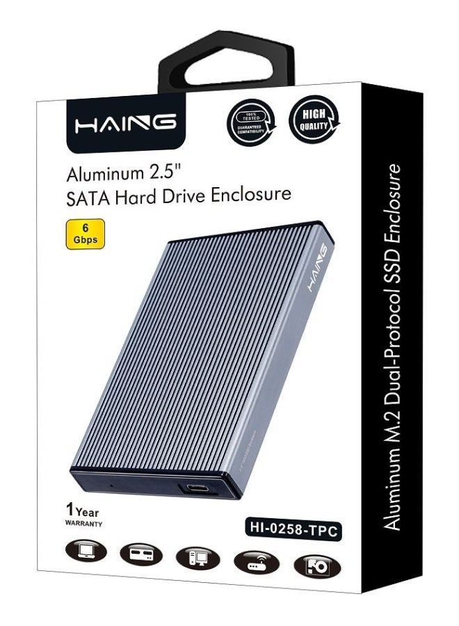 Haing HI-0258-TPC Aluminum 2.5" Sata Hard Drive Enclosure - Image 1